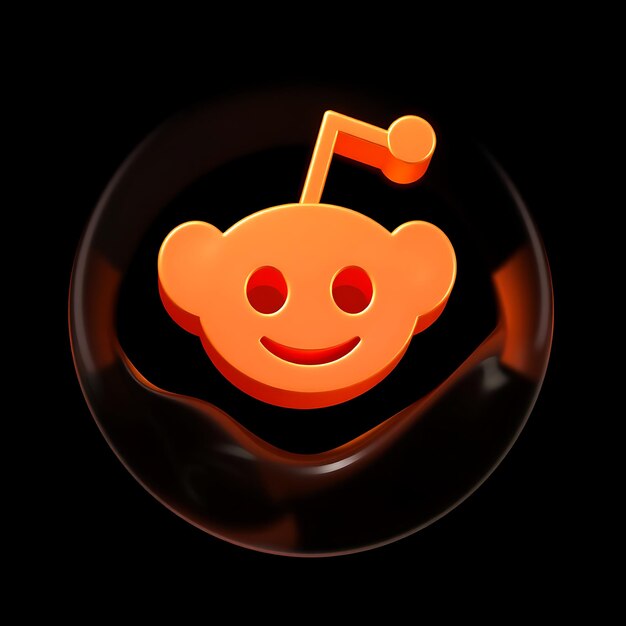 Photo logo reddit avec rendu 3d matériel en verre fantomatique lueur subtile schéma de couleurs orange et blanc isolé