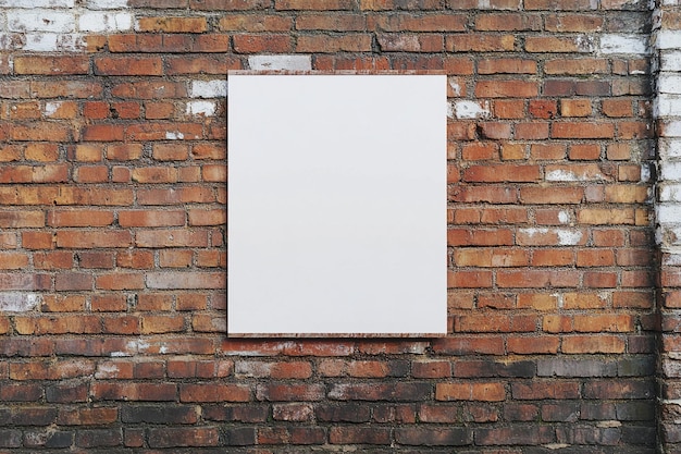 Photo une maquette d'affiche blanche sur un mur de briques