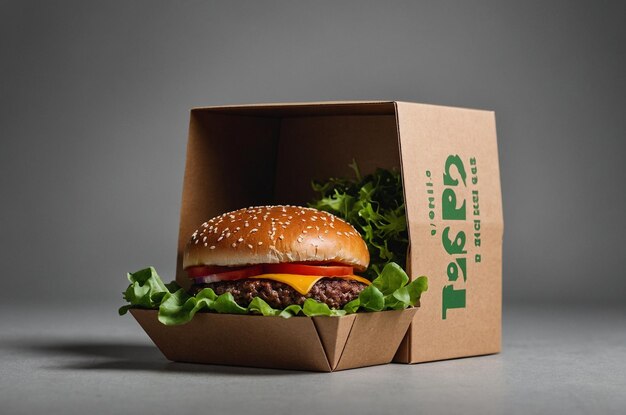 Photo une maquette de boîte à hamburgers écologique