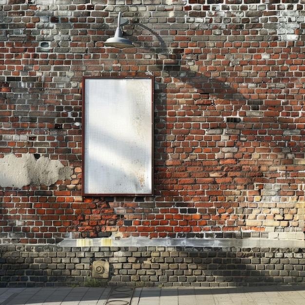 Photo une maquette d'un panneau d'affichage sur un mur de briques