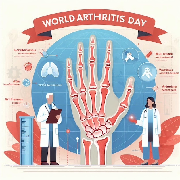 Photo modèle d'affiche verticale dessinée à la main pour la journée mondiale de l'arthrite