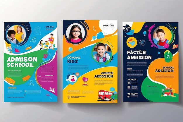 Modèle de flyer scolaire à la mode et fichier vectoriel d'admission pour enfants A4