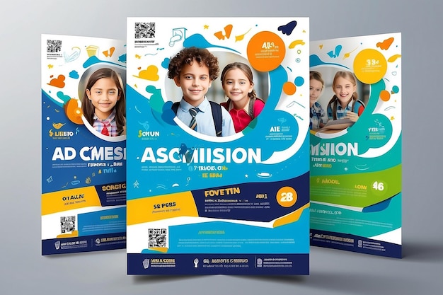 Modèle de flyer scolaire à la mode et fichier vectoriel d'admission pour enfants A4