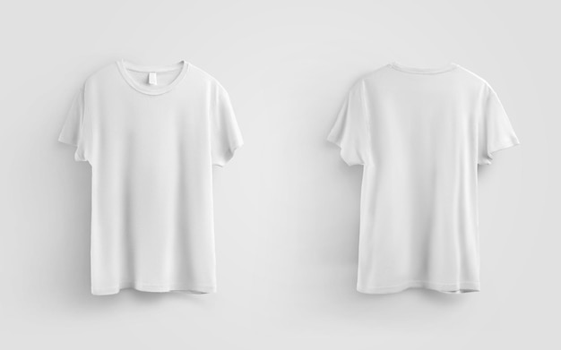 Modèle de t-shirt universel blanc vêtements de mode textile vues avant et arrière pour la présentation de la conception Maquette de vêtements de marque isolés sur fond Ensemble de vêtements décontractés pour la publicité