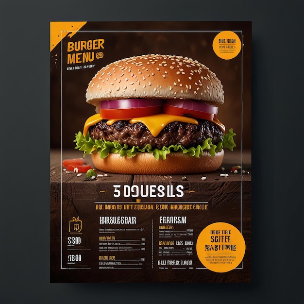 Photo modèle vectoriel de conception de brochure de menu de restauration rapide en taille a4 flyer banne et mise en page design concept alimentaire