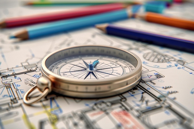 Photo une montre avec un stylo bleu dessus est sur une table