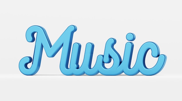 Musique. Une phrase calligraphique. logo 3d dans le style de la calligraphie à la main sur un fond uniforme blanc avec des ombres. rendu 3D.