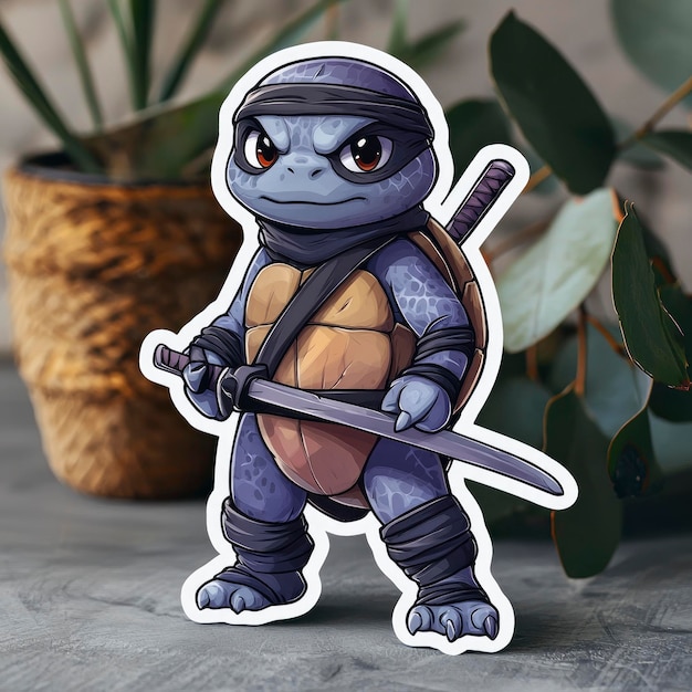 Photo le ninja tortue de dessin animé avec l'épée