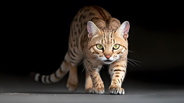 Photo un ocicat agacé avec une expression féroce la queue agitée prête à sauter