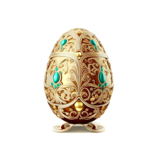 Oeuf de Pâques doré isolé bijoux de luxe cadeau fantaisie abstrait Fabergé Imitation générative AI Illustration