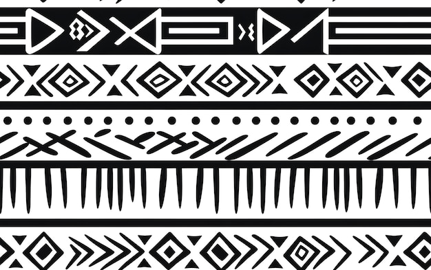 Photo page de coloriage en noir et blanc avec motif ethnique africain sans couture