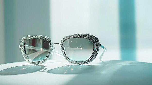 Photo une paire de lunettes de soleil avec des diamants et une montre