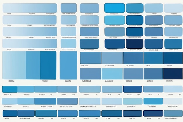 Photo palette de couleurs bleue de l'océan guide de code de couleur bleue palette avec noms de couleurs