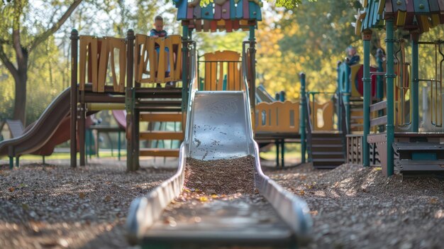 Photo parc de jeux serein dans les bois concept de nature et de jeu