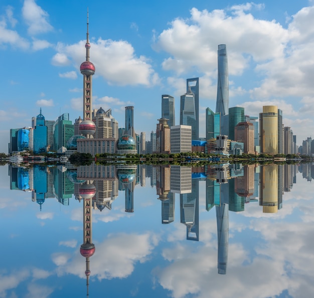 Le paysage architectural de Lujiazui, le Bund, Shanghai