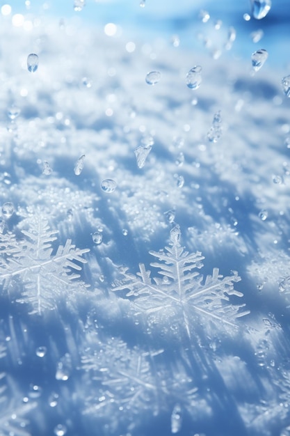 Photo un paysage couvert de neige avec quelques flocons de neige tombant du ciel