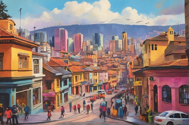 Photo un paysage urbain animé de bogota avec