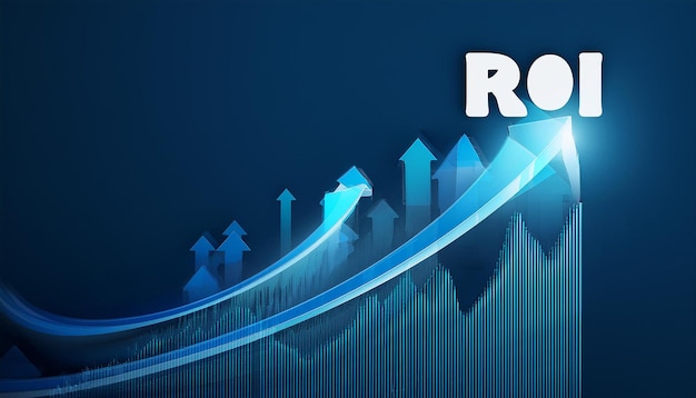 Photo performance financière du rendement de l'investissement concept de rendement sur l'investissement avec la flèche revenu taux de salaire incre