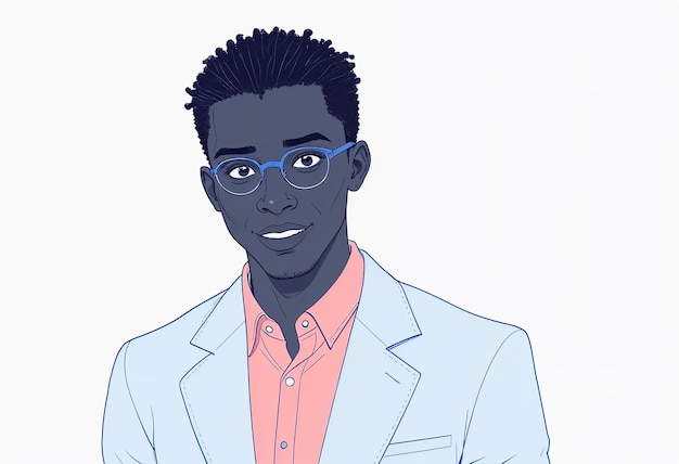 Photo un personnage d'anime afro-américain avec des lunettes