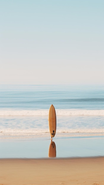 Photo une personne debout sur une plage avec une planche de surf