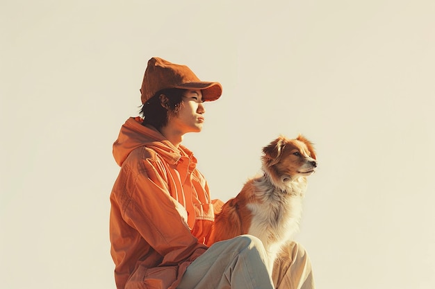 Photo personne à la mode avec un animal de compagnie