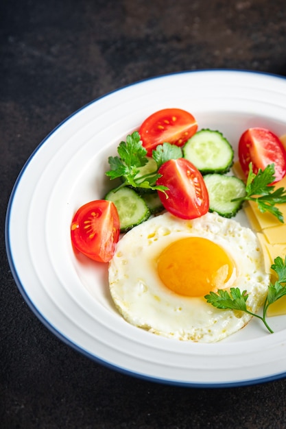 petit-déjeuner œufs au plat et une tasse de café jaune d'œuf liquide portion fraîche prête à manger repas collation