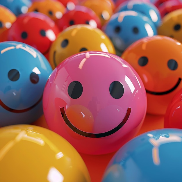 Des photos rendues en 3D d'autocollants smiley dans différents styles, des photos HD à haute résolution