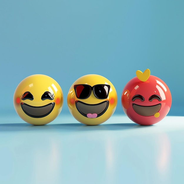 Des photos rendues en 3D d'autocollants smiley dans différents styles, des photos HD à haute résolution