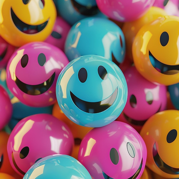 Des photos rendues en 3D d'autocollants smiley dans différents styles, des photos HD à haute résolution