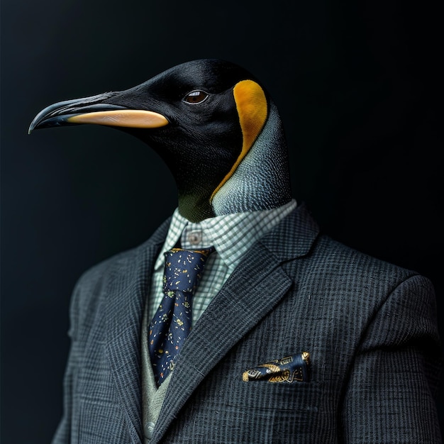 Le pingouin en costume d'affaires L'homme d'affaires animal Nord Bird Boss L'homme à tête de pingouin