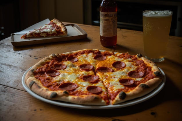 Pizza au pepperoni et à l'oignon avec sauce tomate maison et fromage mozzarella