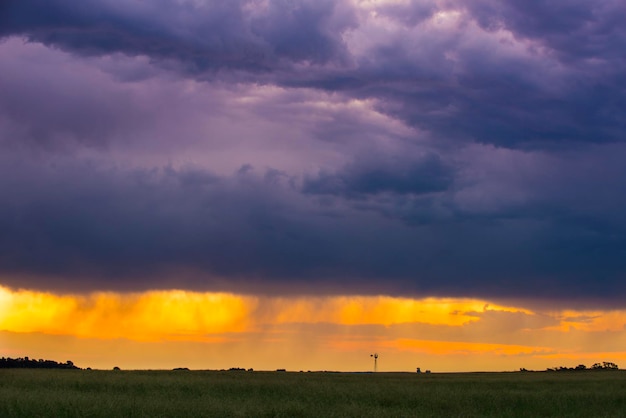 Pluie de tempête dans le paysage rural de la province de La Pampa Patagonie Argentine