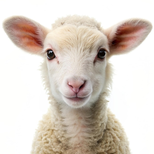 Portrait d'un mignon bébé agneau isolé sur un fond transparent