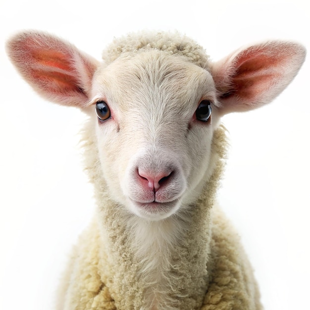 Portrait d'un mignon bébé agneau isolé sur un fond transparent