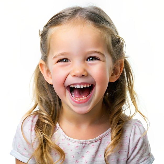 Portrait d'une petite fille heureuse souriante isolée sur un fond transparent