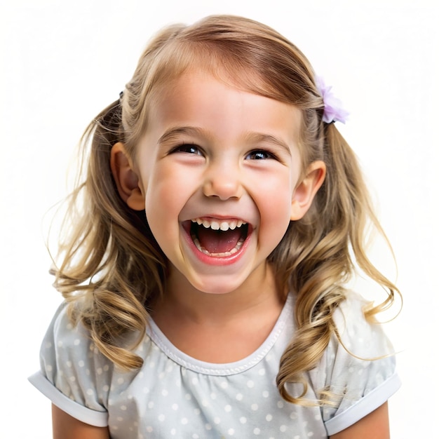 Portrait d'une petite fille heureuse souriante isolée sur un fond transparent