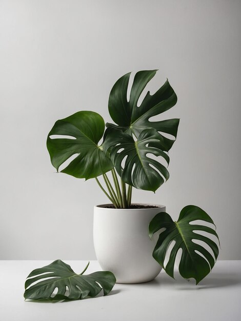 Photo un pot blanc avec une plante qui a une feuille verte