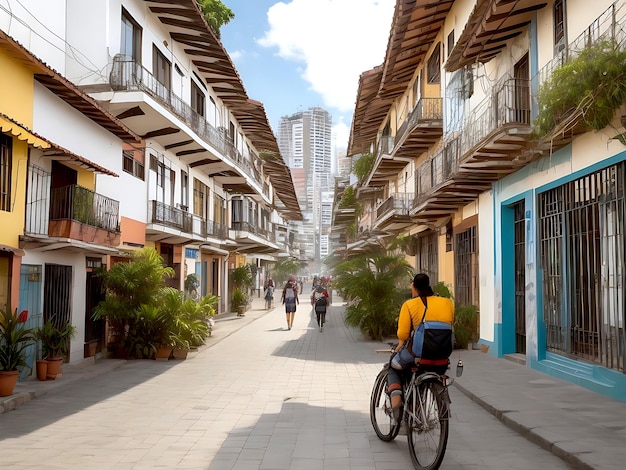 Une prise de vue grand angle d'un nomade numérique en Colombie