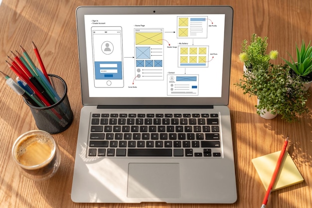 Processus de conception UX UI pour application mobile et site Web modernes Prototype créatif de wireframe pour développeur d'applications professionnel