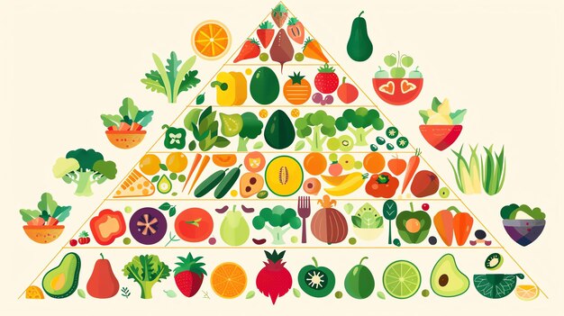 Photo une pyramide alimentaire montrant une variété de fruits et de légumes