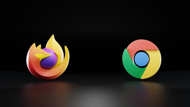 Rendu 3D du logo Firefox et Chrome