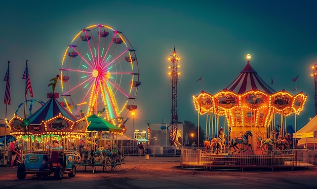 Photo une roue de ferris avec les lumières dessus