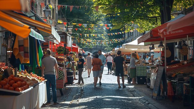 Photo une rue avec des gens qui marchent et un panneau qui dit " n'entrez pas "