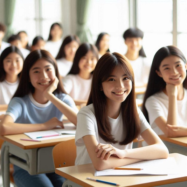 Photo une salle de classe animée