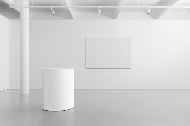 Photo une salle de galerie blanche vide avec un piédestal et un mur blanc