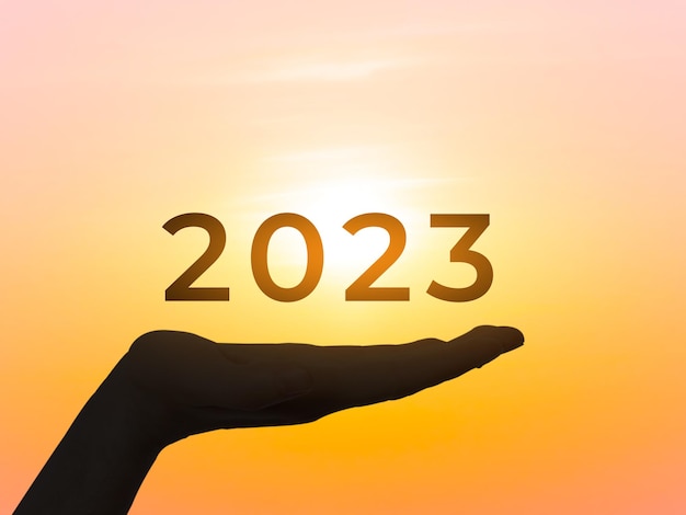 Salutations du nouvel an 2022 et souhaitant une image de silhouette de bonne année