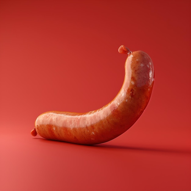 Photo une saucisse sur un fond rouge avec le mot saucisse dessus