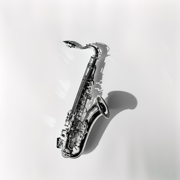 Photo saxophone sur fond blanc