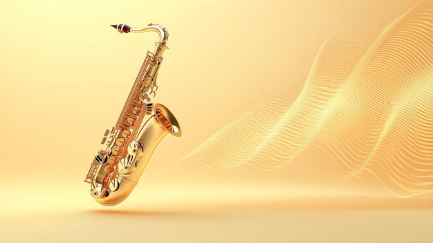 Photo un saxophone avec un fond doré