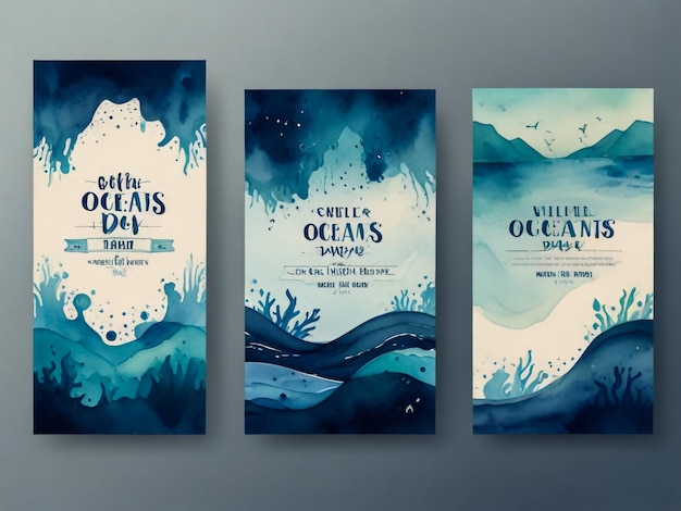 Photo une série d'affiches pour les océans les océans sont affichés